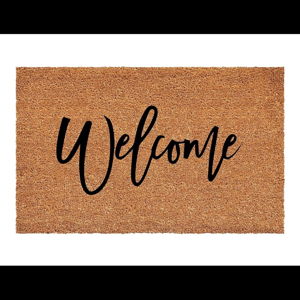Welcome Coir Doormat - Tan and Black